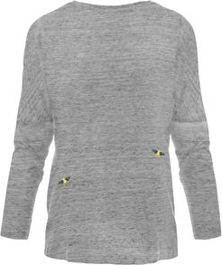 Bee Embroidered Dropped Shoulder T-Shirt Grey Women