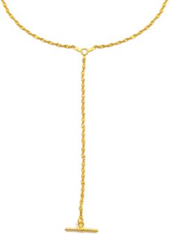 Gold Twist Rope Lariat Necklace With T Bar