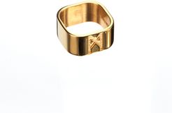 Mens Signature Ring Gold Polished