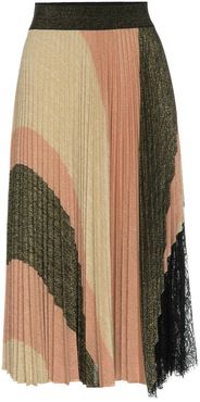 Izabella Pleated Knit Skirt With Lace Inset