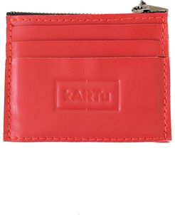 Natural Leather Card/Coin Case "Thyme" Red