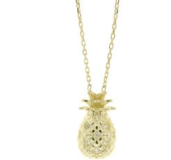 Sterling Silver Pineapple Cz Necklace In Yellow