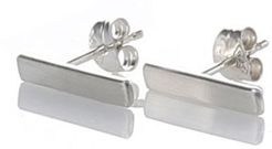Silver Bar Ear Studs - Matte Silver