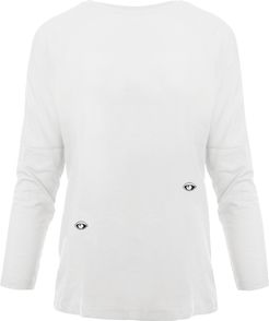 Eyes Embroidered Dropped Shoulder T-Shirt White