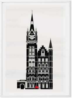 St. Pancras & The Red Piano Illustrated Art Print