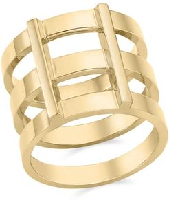 Rascas R2 Triple Stacked Chunky Moderno Unisex Ring in Yellow Gold 925 Silver