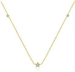 18K Yellow Gold Triple Star Shape Diamond Necklace / Choker