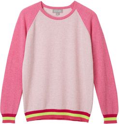 Carmen Pink Cashmere Jumper With Neon Stripes
