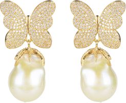 Baroque Pearl White Butterfly Earring Gold