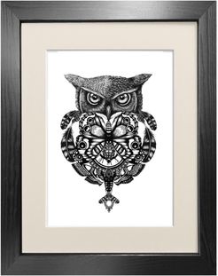 'The Owl & Pocket Watch' Fine Art Print A5