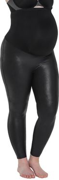 Plus Size Faux Leather Mama Leggings