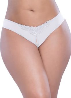 Plus Size Crotchless Pearl Thong