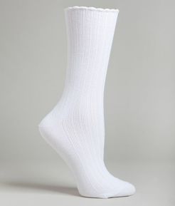 Scalloped Pointelle Crew Socks