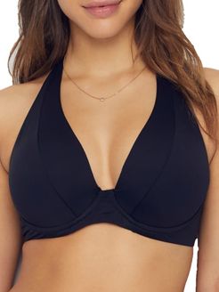 Color Code Underwire Halter Bikini Top D-F Cups