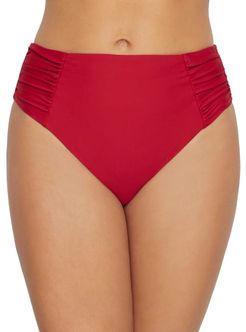 Rouge Ruched High-Waist Bikini Bottom