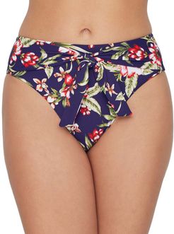 Hibiscus Bloom High-Waist Bikini Bottom