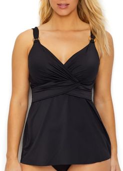 Solid Underwire Plunge Tankini Top D-DDD Cups