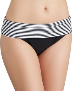 Anya Stripe Fold-Over Bikini Bottom