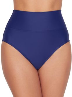 Indigo Fold-Over High-Waist Bikini Bottom