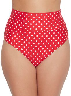 Scarlet Dot Fold-Over High-Waist Bikini Bottom