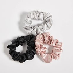 100% Silk Scrunchie 3 pack - Black, Pink, Silver