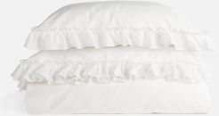 Estelle Linen Cotton Frill Edge Duvet Set - White - Single