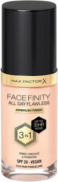 Facefinity All Day Flawless 3 in 1 Vegan Foundation 30ml (Various Shades) - C10 - FAIR PORCELAIN