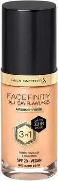 Facefinity All Day Flawless 3 in 1 Vegan Foundation 30ml (Various Shades) - W62 - WARM BEIGE