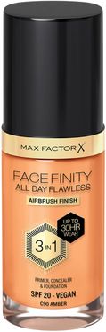 Facefinity All Day Flawless 3 in 1 Vegan Foundation 30ml (Various Shades) - C90 - AMBER