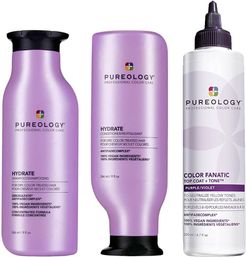 Hydrate Shampoo, Conditioner and Color Fanatic Purple Toner Routine for Neutralising and Hydrating Brassy Tones