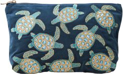 Turtle Conservation Marine Navy Velvet Everyday Pouch