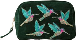 Hummingbird Rainforest Velvet Cosmetics Bag