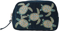Turtle Conservation Marine Navy Velvet Cosmetics Bag