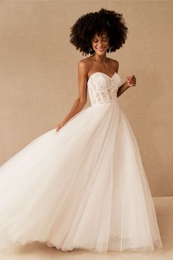 Clarinda Strapless Lace Gown