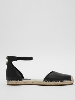 Lala Tumbled Leather Espadrille Flat