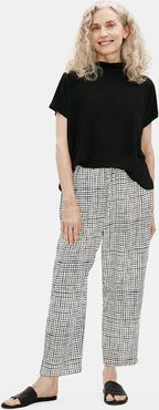 Textured Crepe Grid Slouchy Cropped Pant