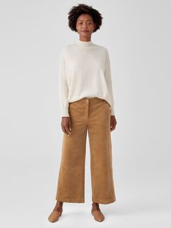 Cotton Corduroy Wide-Leg Ankle Pant