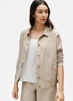 Washed Organic Linen Delave Classic Collar Jacket