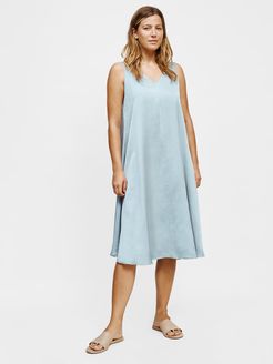 Washed Silk Organic Cotton V-Neck Dress