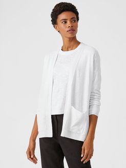 Organic Cotton Linen Slub High Collar Cardigan