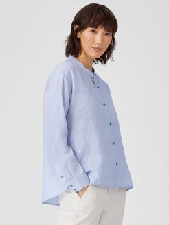 Organic Handkerchief Linen Mandarin Collar Shirt