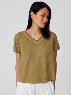 Pigment-Dyed Organic Cotton V-Neck Tee