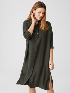 Washed Silk Habutai Shirtdress