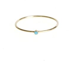 Thin Ring with Turquoise in Turquoise/18K Yellow Gold, Size 3