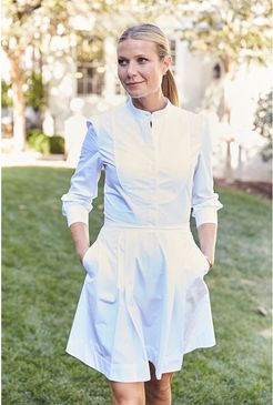 Jean Poplin Dress in White, Size 2