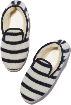 Stripe Slipper in Nature/Rich Navy, Size Women's 6