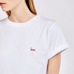 Bae Tee in White with Red Embroidery, X-Small