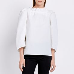 Rhapsodie Blouse in Off White Pique, XS