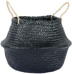 Woven Collapsible Rice Belly Basket-Large in Black