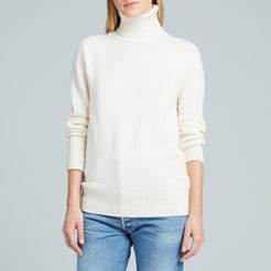 Cashmere Turtleneck in Ivory, Size 0